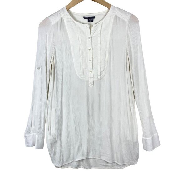 Vince Yoke Front Black Trapunto Tunic Top in White- Medium - Picture 1 of 9